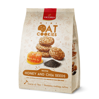 Mini oat cookies with honey and chia seeds