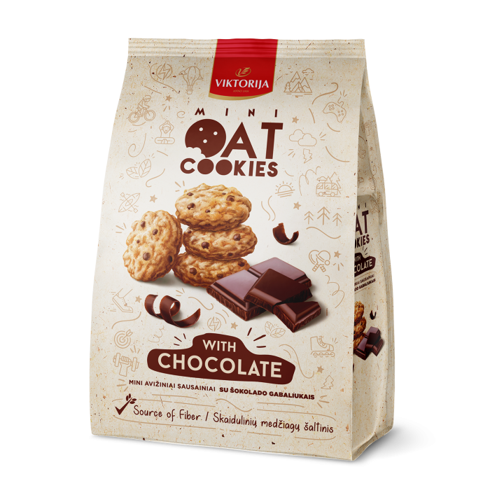 Mini oat cookies with chocolate